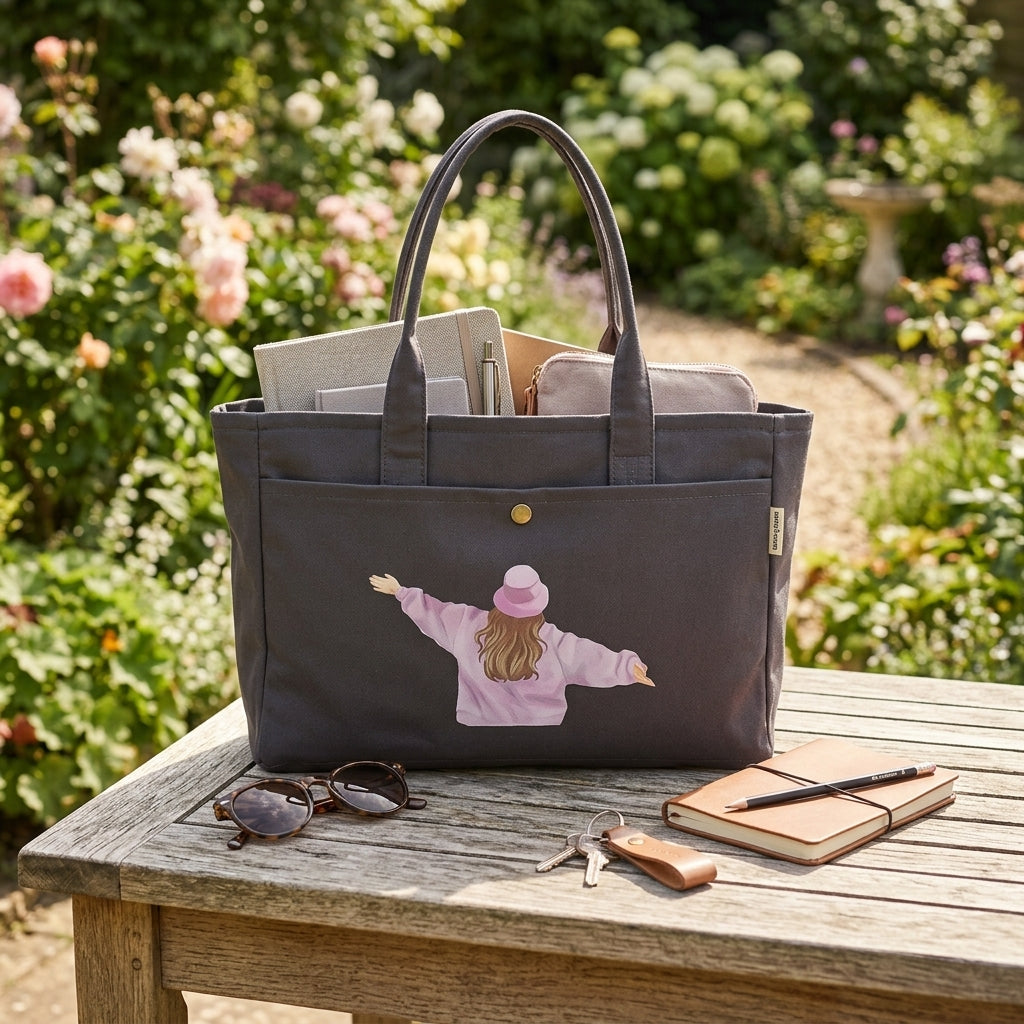 Deep Purple happy Girl tote bag for women