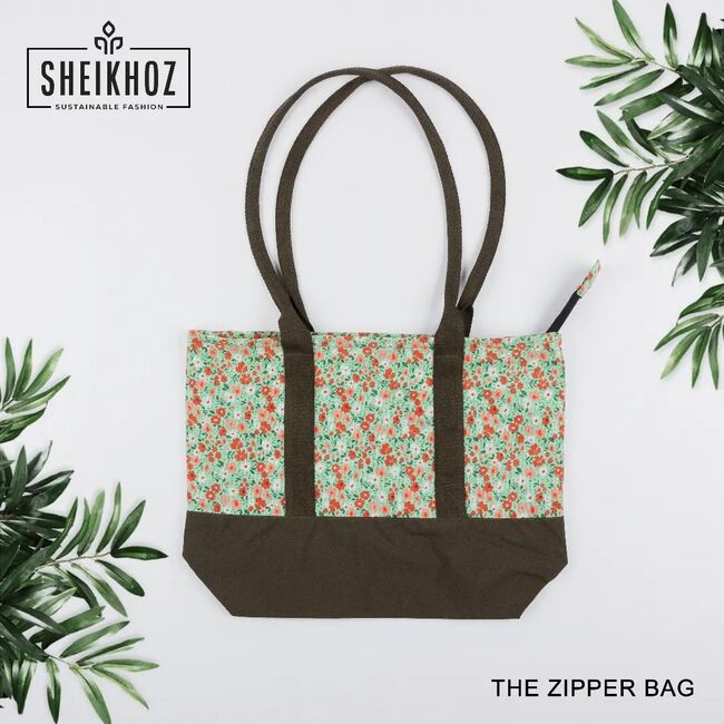 Zipper Bag - Olive Floral Zipper Bag