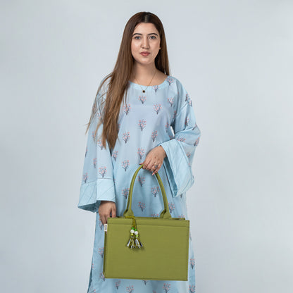 Boho Chic Green Cotton Tassel Tote – Versatile Everyday Handbag