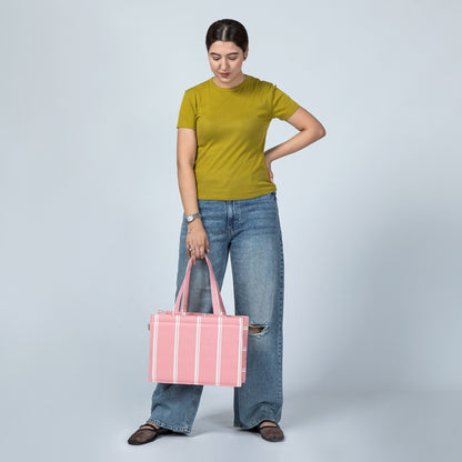 Pink Whisper Striped Tote – Summer Charm