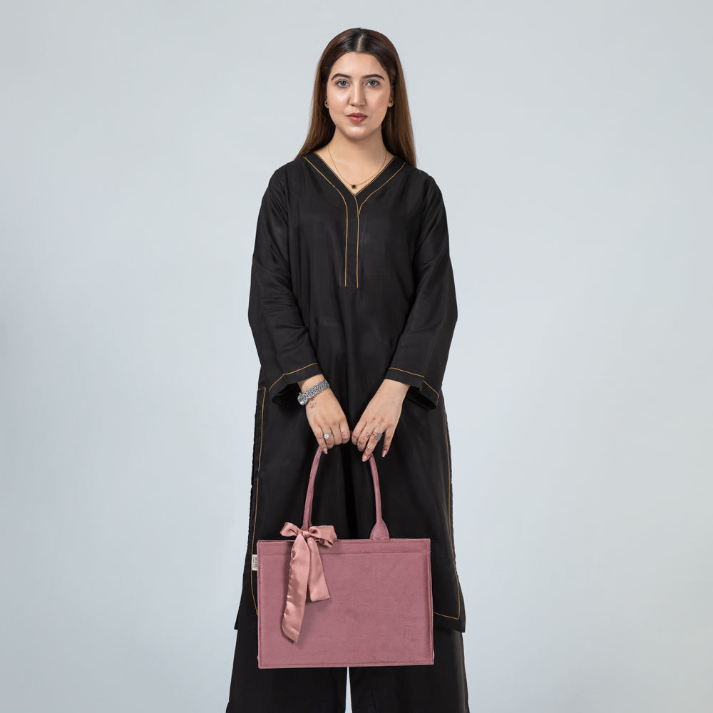Peach Knotted Velvet Tote Bag – Elegant & Eco-Friendly Handbag