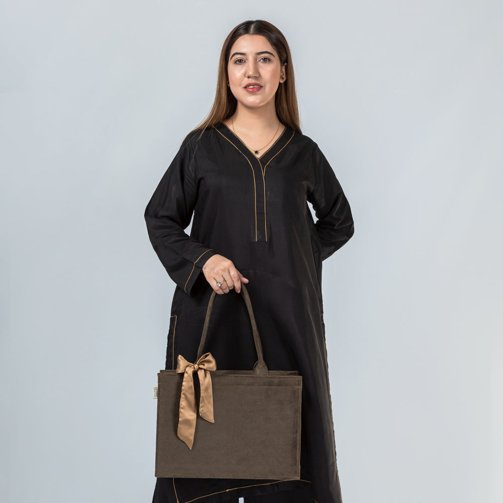 Brown Knotted Velvet Tote Bag – Eco-Friendly & Luxurious Hand Bag