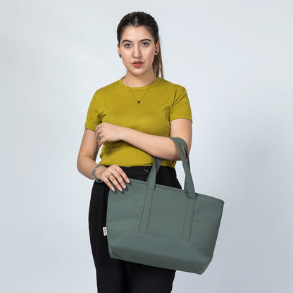 Mist Green Tote – Waterproof College & Shoulder Bag for Girls