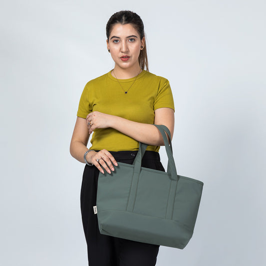 Mist Green Tote – Waterproof College & Shoulder Bag for Girls