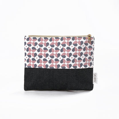 Denim Heartbeat Cotton Pouch – Bold & Playful Charm