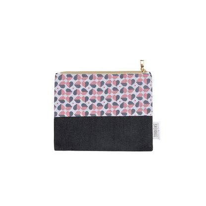 Denim Heartbeat Cotton Pouch – Bold & Playful Charm