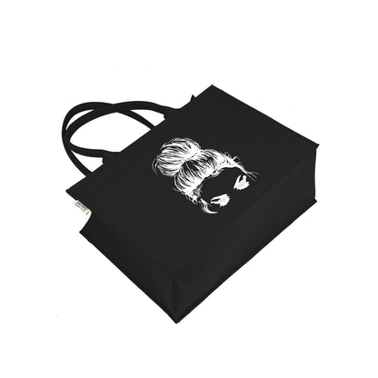 Midnight Muse – Black Mimi Face Canvas Tote Bag