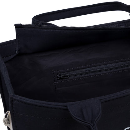 Artistic Girl Muse Black Cotton Canvas Tote