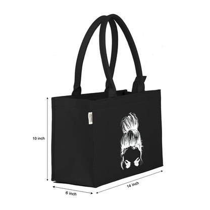 Midnight Muse – Black Mimi Face Canvas Tote Bag