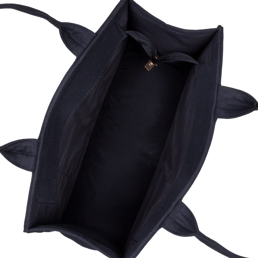 Artistic Girl Muse Black Cotton Canvas Tote