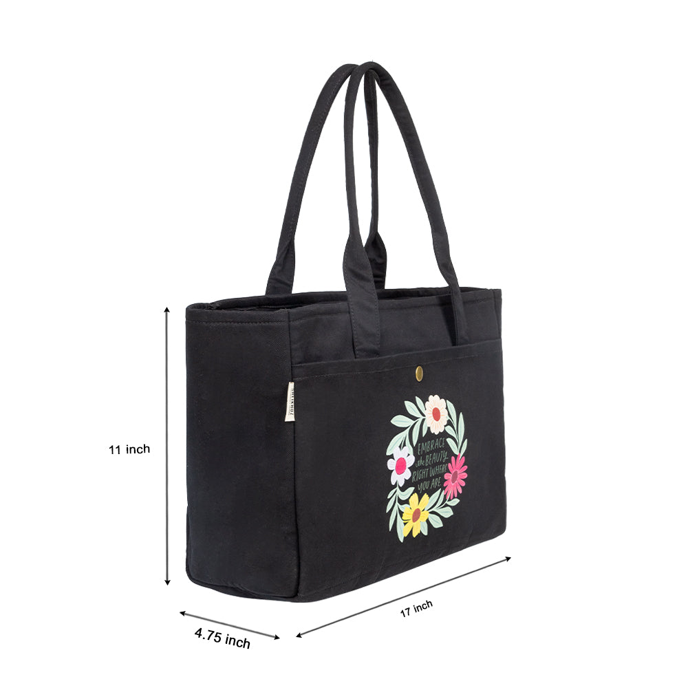 Soft Tote Floral Ring Embrace the Beauty - Canvas Tote