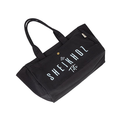 Black Striped Canvas Tote Bag – Stylish & Versatile