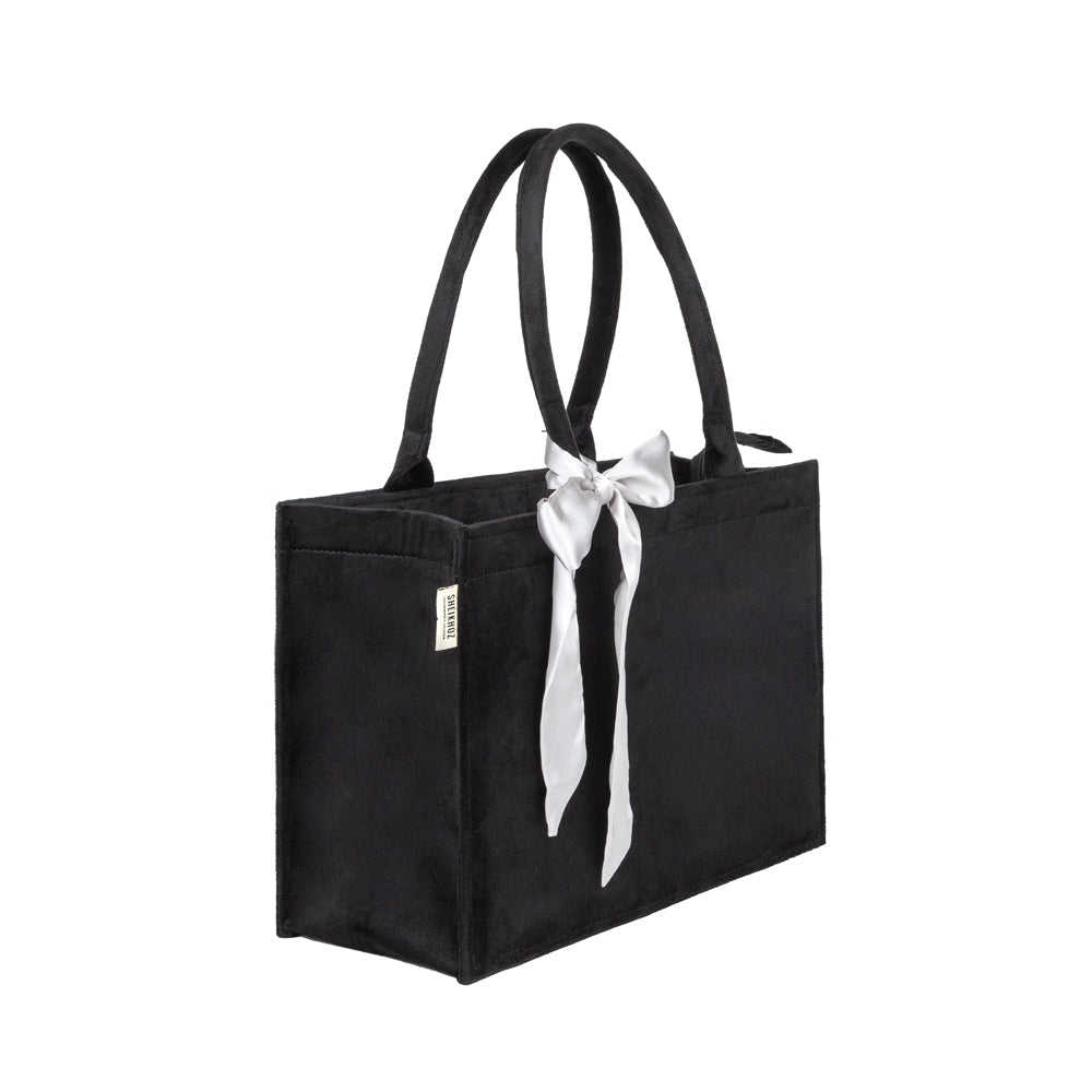 Black Knotted Velvet Tote Bag – Elegant & Eco-Friendly Handbag