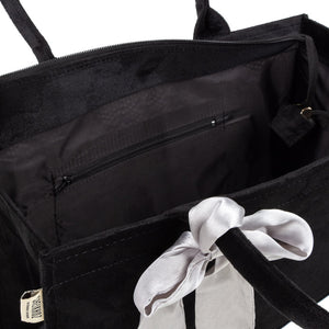 Black Knotted Velvet Tote Bag – Elegant & Eco-Friendly Handbag