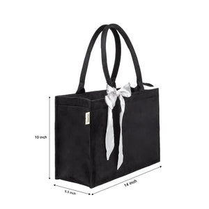 Black Knotted Velvet Tote Bag – Elegant & Eco-Friendly Handbag