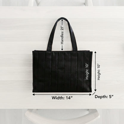 Black Velvet Quilted Tote Bag – Stylish & Versatile