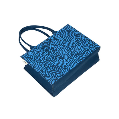 Azure Doodle Dream Tote – Eco-Chic Statement Handbag