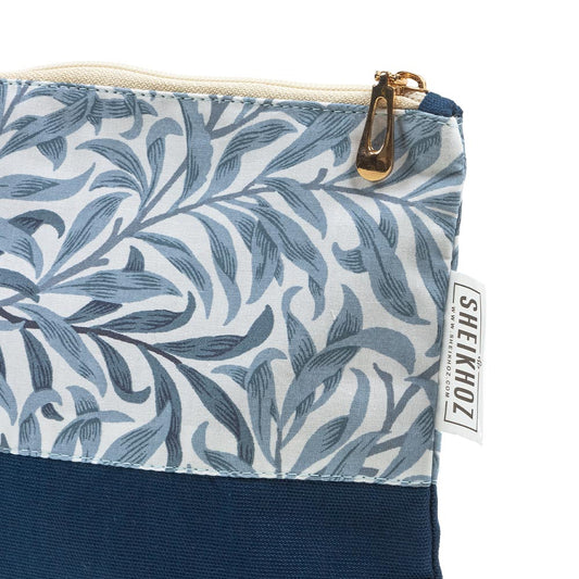 Floral Blue Cosmetic Pouch – Cotton Blend