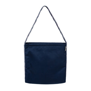 Urban Blue Zipper Tote – Chic Checkered Contrast Bag