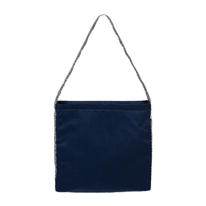 Urban Blue Zipper Tote – Chic Argyle Contrast Bag