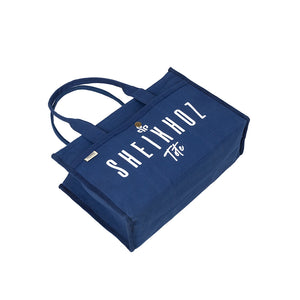 Blue Striped Canvas Tote Bag – Stylish & Versatile