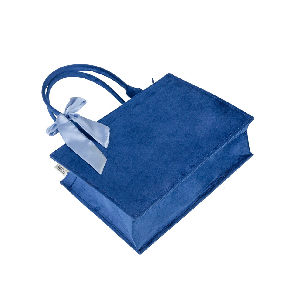 Blue Knotted Velvet Tote Bag – Luxurious & Eco-Friendly Handbag