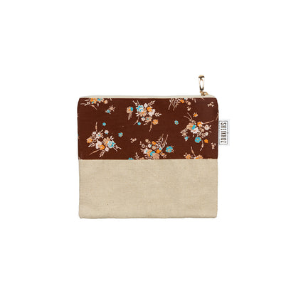 Floral Light Brown Pouch – Cotton & Jute Charm
