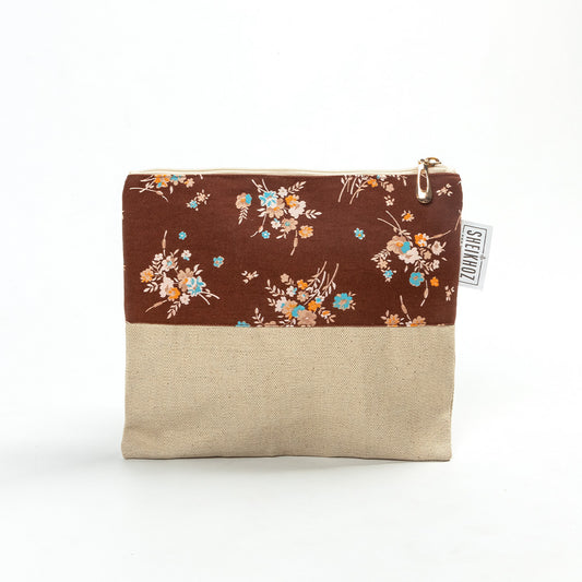 Floral Light Brown Pouch – Cotton & Jute Charm