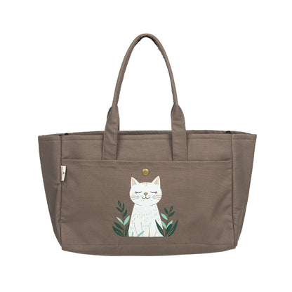Grey Aesthetic Tote - Calm Cat Canvas Tote