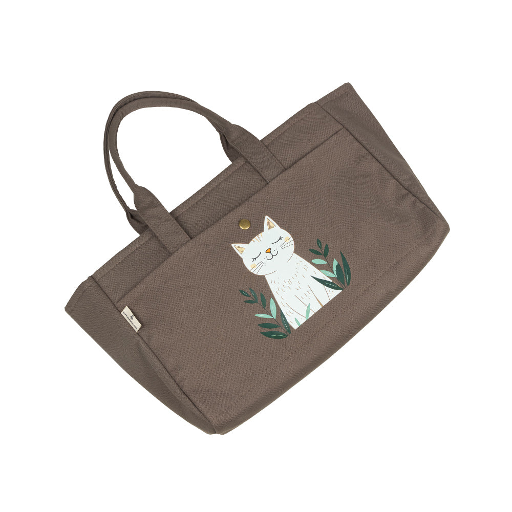 Grey Aesthetic Tote - Calm Cat Canvas Tote