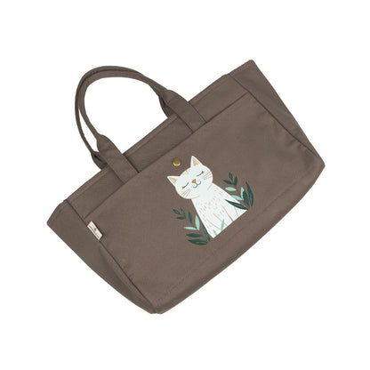 Grey Aesthetic Tote - Calm Cat Canvas Tote