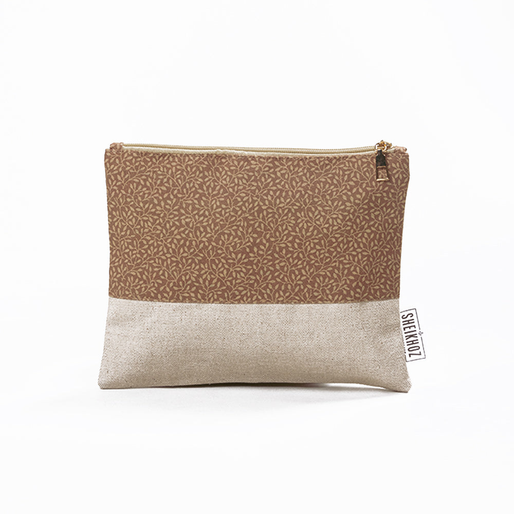 Leaf Whisper Cotton Cosmetic Pouch – Natural Elegance