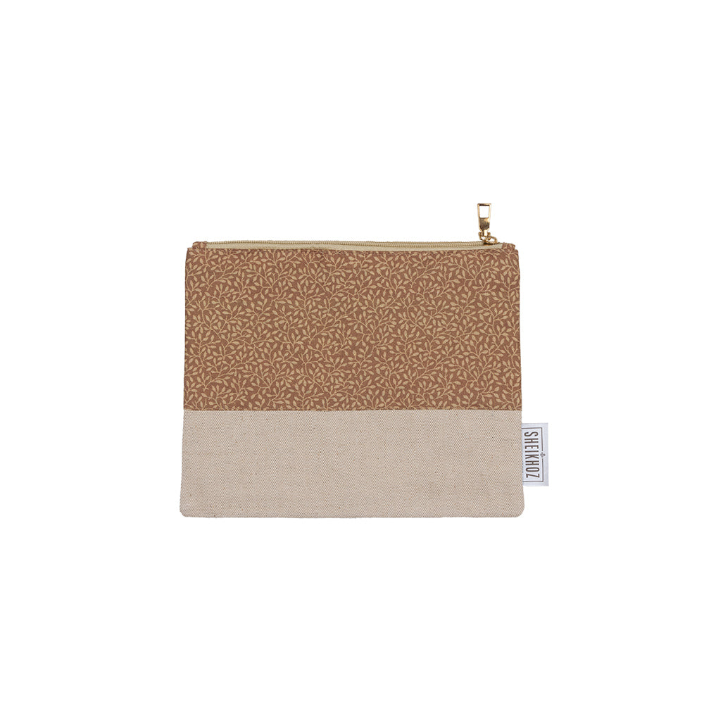 Leaf Whisper Cotton Cosmetic Pouch – Natural Elegance
