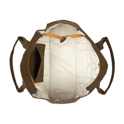 Brown Striped Canvas Tote Bag – Stylish & Versatile