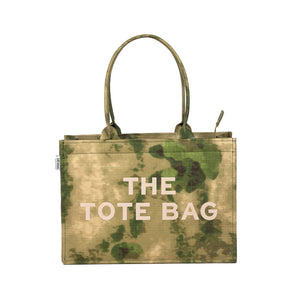 The Tote Bag Beige – Army Green Camo Canvas Bag