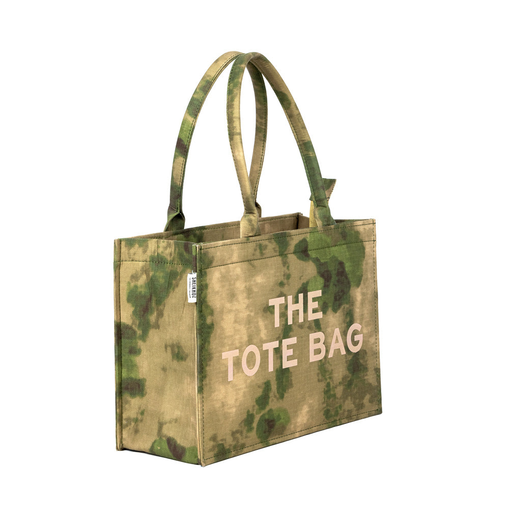 The Tote Bag Beige – Army Green Camo Canvas Bag