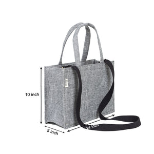 Canvas Bag - Grey Web Pattern with Detachable Strap