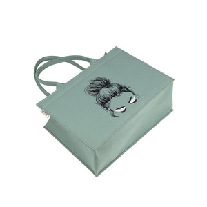 Canvas Bag - Sea Green Girl Face Mimi Tote Bag