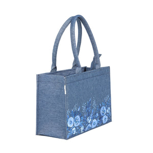 Classic Denim Floral Printed Tote Bag - Chic, Durable, and Eco-Friendly