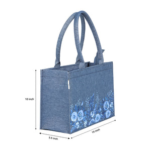 Classic Denim Floral Printed Tote Bag - Chic, Durable, and Eco-Friendly