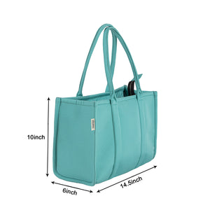 Plain Striped Tote - Cyan Tote Bag