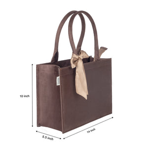 Brown Knotted Velvet Tote Bag – Eco-Friendly & Luxurious Hand Bag