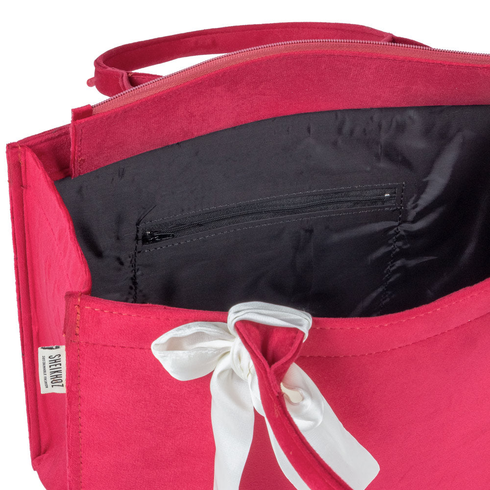 Red Knotted Velvet Tote Bag – Elegant & Eco-Friendly Handbag