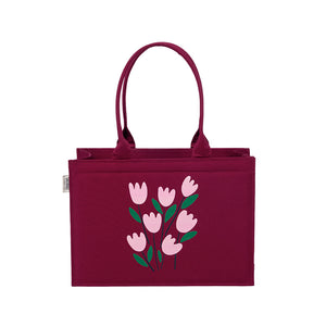 Maroon Tulip Reverie Tote – Elegance in Bloom