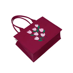 Maroon Tulip Reverie Tote – Elegance in Bloom