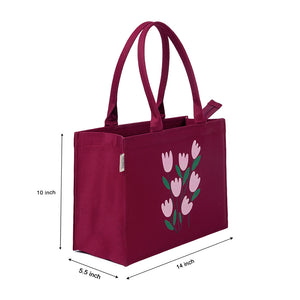 Maroon Tulip Reverie Tote – Elegance in Bloom