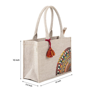 Earthy Chic Jute Tote - Warm Beige Tote with Tassel