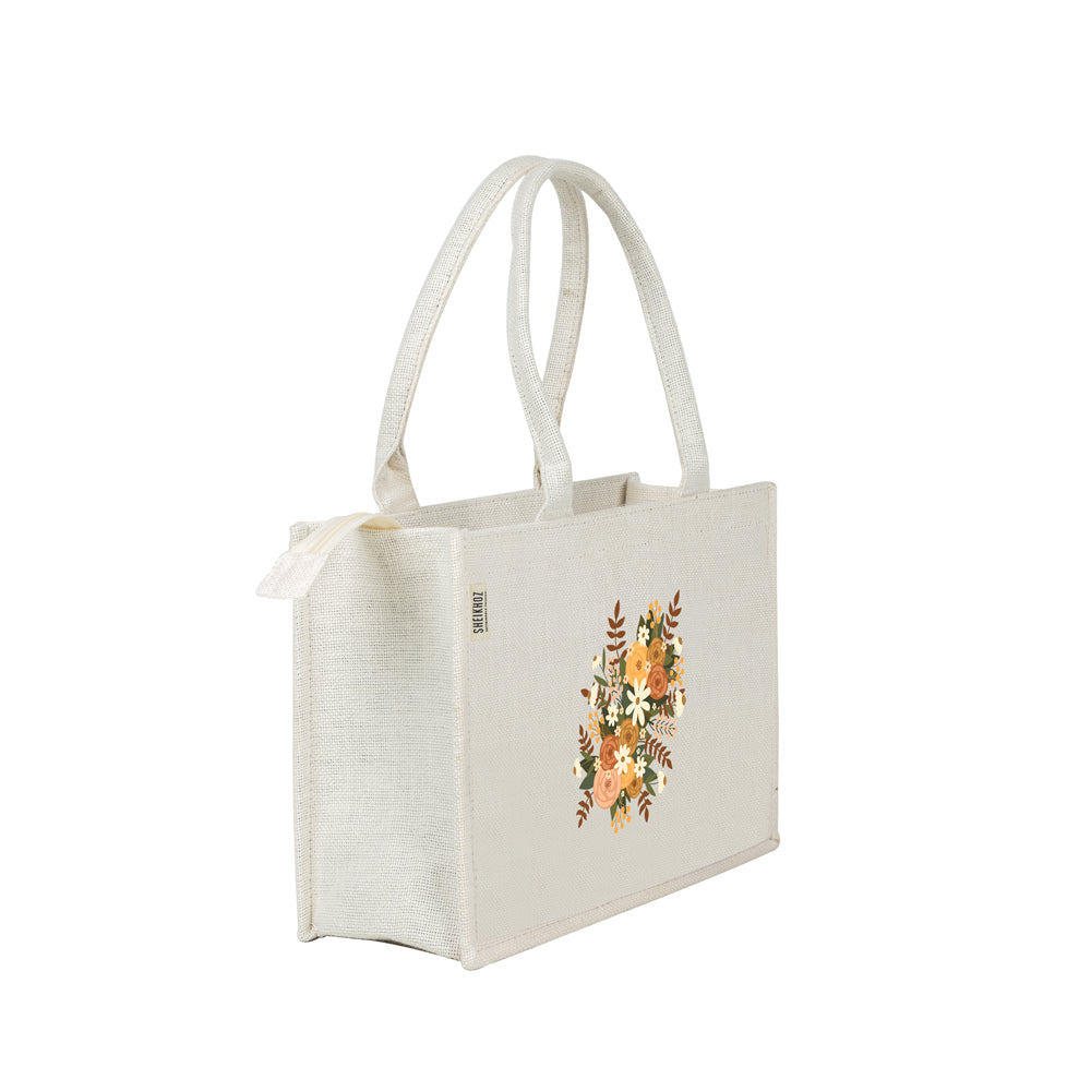 Floral Corsage Cotton Canvas Tote - Handcrafted Bag