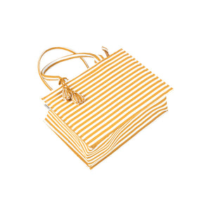 Golden Gleam Tote – Cotton Coated with Luxe Stripes & Tassel