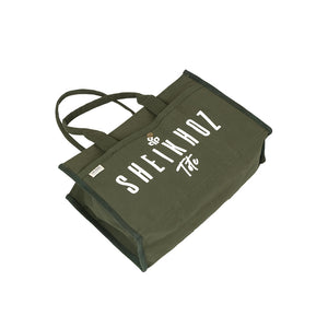 Army Green Striped Canvas Tote Bag – Stylish & Versatile